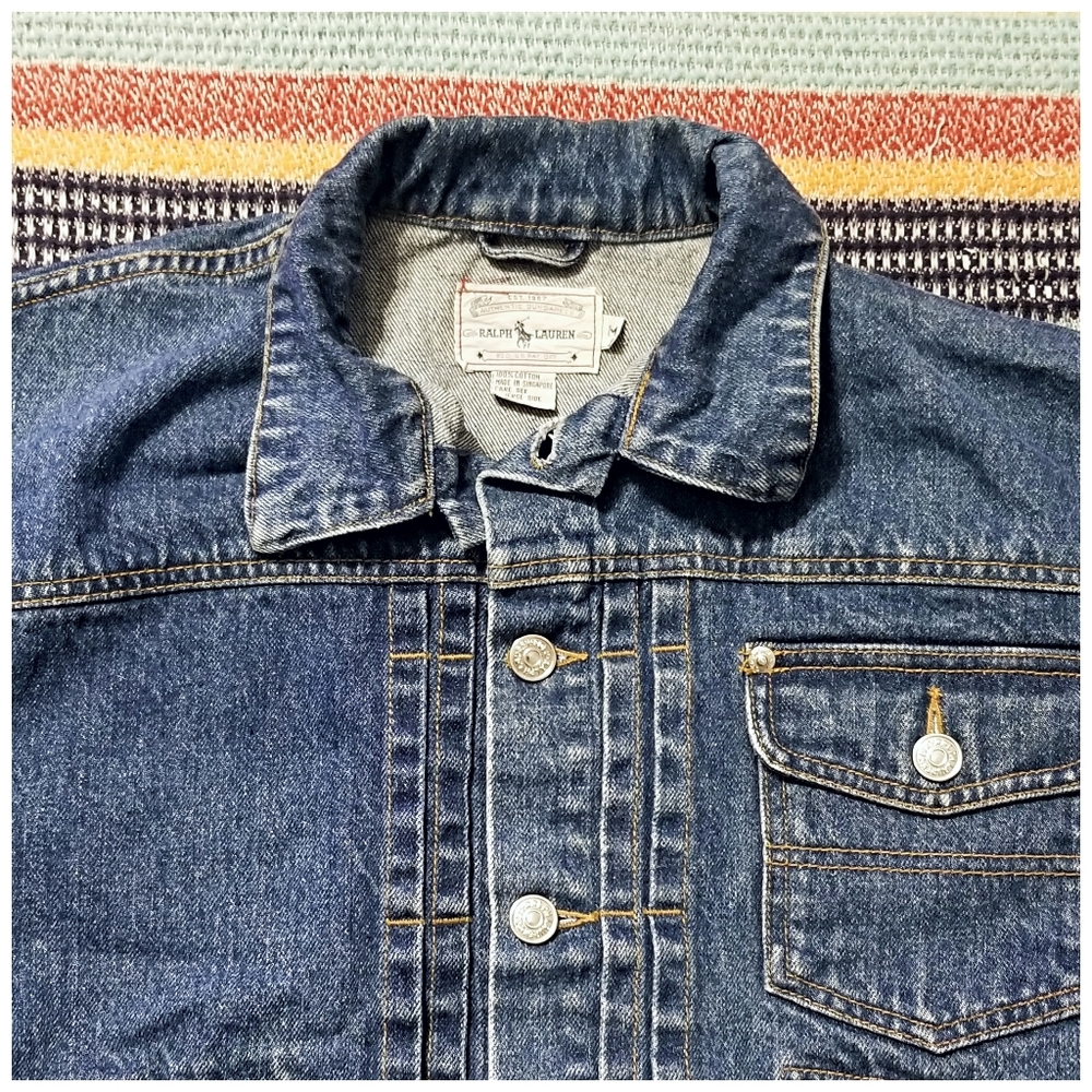 VINTAGE 90s POLO RALPH LAUREN WESTERN STYLEDENIM JACKET- WOMEN'S SIZE MEDIUM - Picture 6 of 13